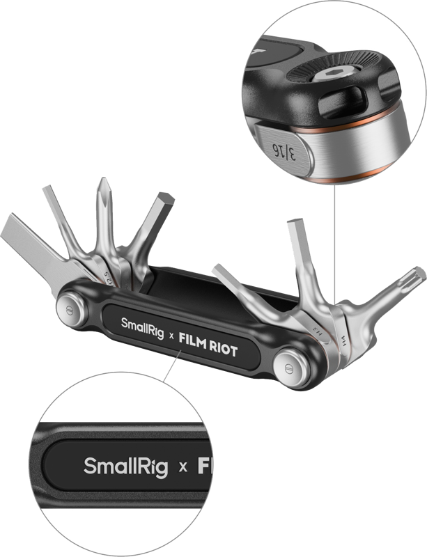 SMALLRIG 4811 X FILM RIOT 7-IN-1 FOLDING WRENCH SET WITH MULTIPLE ANGLE POSITIONING RED