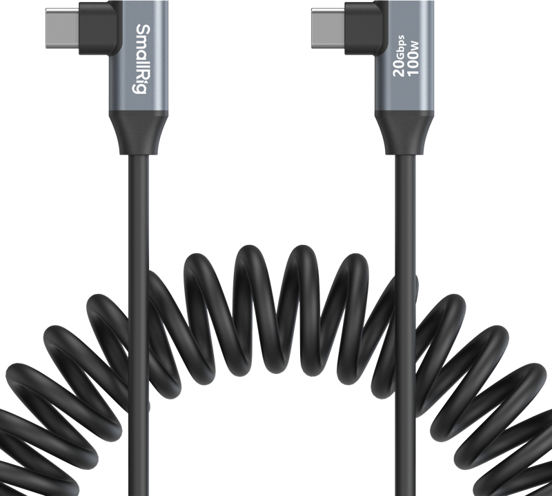SMALLRIG 4793 USB-C ANGLED TO USB-C ANGLED COILED DATA CABLE