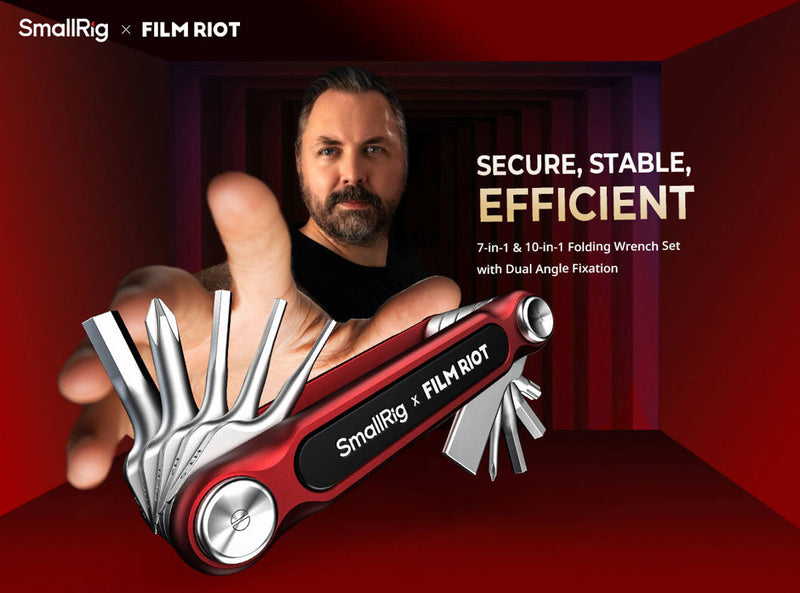 SMALLRIG 4811 X FILM RIOT 7-IN-1 FOLDING WRENCH SET WITH MULTIPLE ANGLE POSITIONING RED