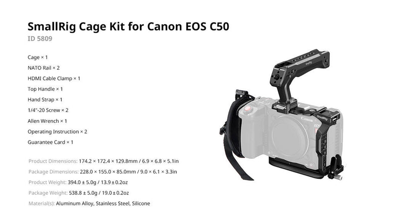 SMALLRIG 5658 CAGE KIT FOR CANON EOS C50 ADVANCED EDITION