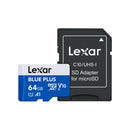Lexar microSDHC Blue Plus - Inkl SD Adapter 64GB