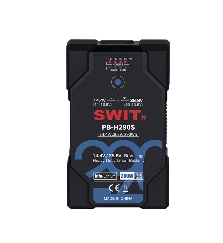 SWIT PB-H290S 14.4V/28.8V BI-VOLTAGE AUTO SWITCH V MOUNT BATTERY 290WH