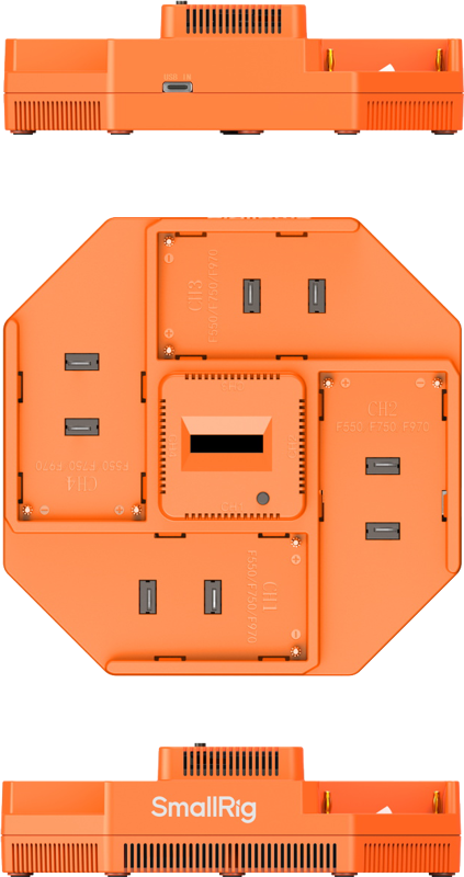 SMALLRIG 4837 NP-F 4-KANAL BATTERILADER ORANGE