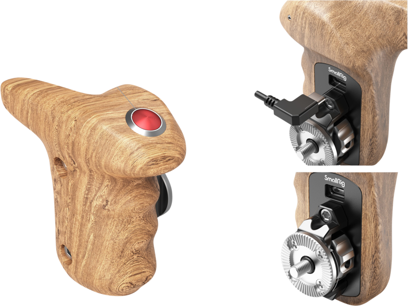 SMALLRIG 3324 ROSETTE SIDE HANDLE WOOD. REC START/STOP REMOTE TRIGGER