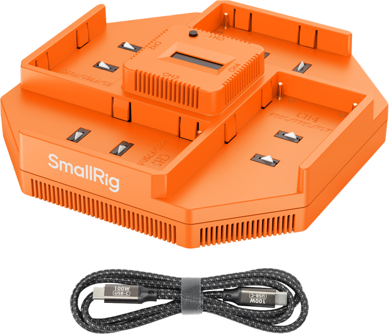 SMALLRIG 4837 NP-F 4-KANAL BATTERILADER ORANGE