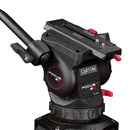 CARTONI FOCUS 8 FLUID HEAD  + CAMERA PLATE + 1 TELESCOPIC PAN BAR + TIE DOWN KNOB (WITH FLAT BASE FITTING)