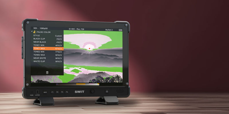 SWIT K15 | 15.4" HIGH-BRIGHT HDR F-HD SLIM FIELD MONITOR MED V-MOUNT OG STAND ADAPTER