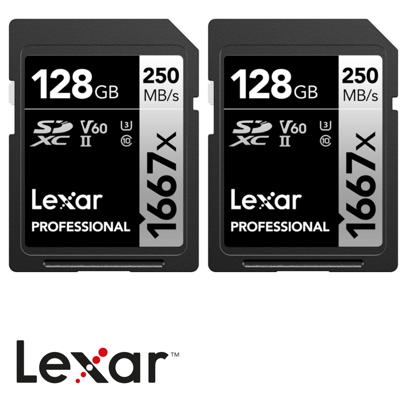 2 PACK LEXAR PRO 1667X SDXC UHS-II U3 (V60) R250/W120, (128GB)