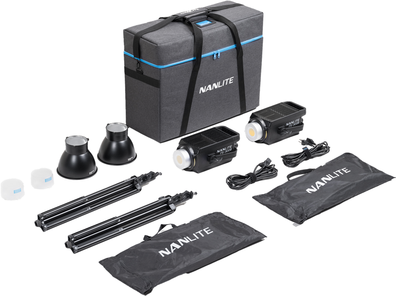 NANLITE FS-300B BI-COLOR 2 LIGHT KIT WITH STAND AND BACK