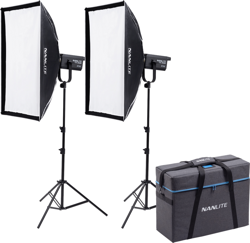 NANLITE FS-300B BI-COLOR 2 LIGHT KIT WITH STAND AND BACK