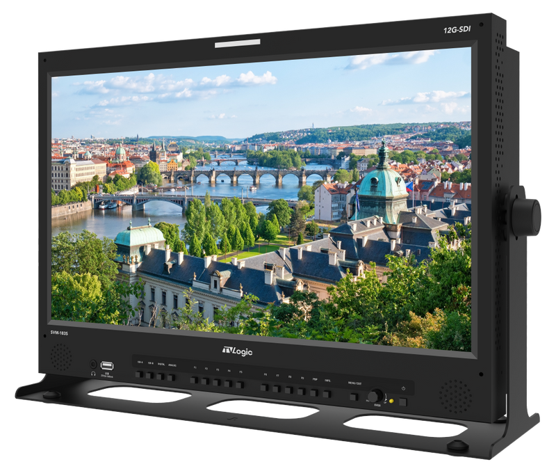 TVLogic SVM-183S 18.5" 12G-SDI with Full HD LCD Monitor, Display Resolution 1920 x 1080, Obit {l6.7M) Colors*, 2 x 12G-SDI Input and Loopout, Dual SFP Input, HDMI 1.4 Input