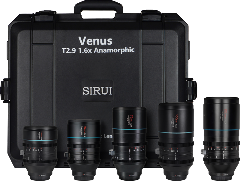 SIRUI VENUS 1.6X -  5X LENS KIT 35, 50, 75, 100, 150MM AND HARD CASE E-MOUNT
