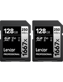LEXAR PRO 2 PACK 1667X SDXC UHS-II U3 (V60) R250/W120, (128GB)