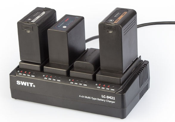 SWIT LC-D421 SET, 4-CH DV CHARGER W/ WITH 4 BATTERY-PLATES