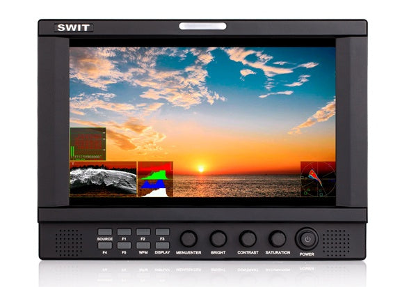 SWIT S-1093F LUX 9" FULL HD, 2K/3G/HD/SD-SDI/HDMI, 1920*1200 Waveform/Vector/Histogram/AFD/H/V delay/Audio meters / False color including hood, cold shoe/screw arm trestle including additional carrying case, U shape desktop stand, D-tap to 4-pin XLR cable